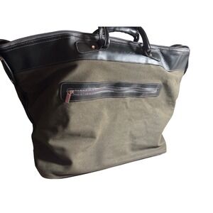 Lexus Canvas Duffel Bag Weekend Travel Luggage Olive Green Black Quiet Luxury